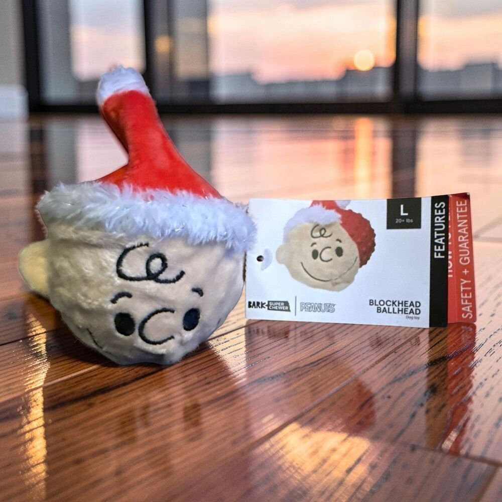 NWT Bark Box Peanuts Charlie Brown Blockhead Ballhead 2 IN 1 Toy Spiky Ball